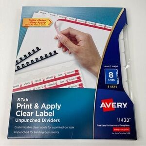 Avery Index Maker Print and Apply Label Dividers, 11432